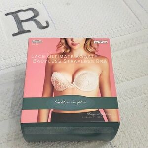 LINGERIE SOLUTIONS LACE ULTIMATE BOOST BACKLESS STRAPLESS BRA BLUSH COLOR SIZE A